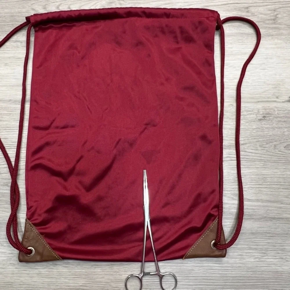 Shoeless Joe Baseball‎ Drawstring Backpack Maroon Gold Leather Accents